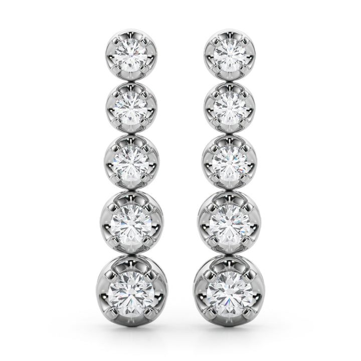 14K White Gold Lab Diamond Dangle Earrings