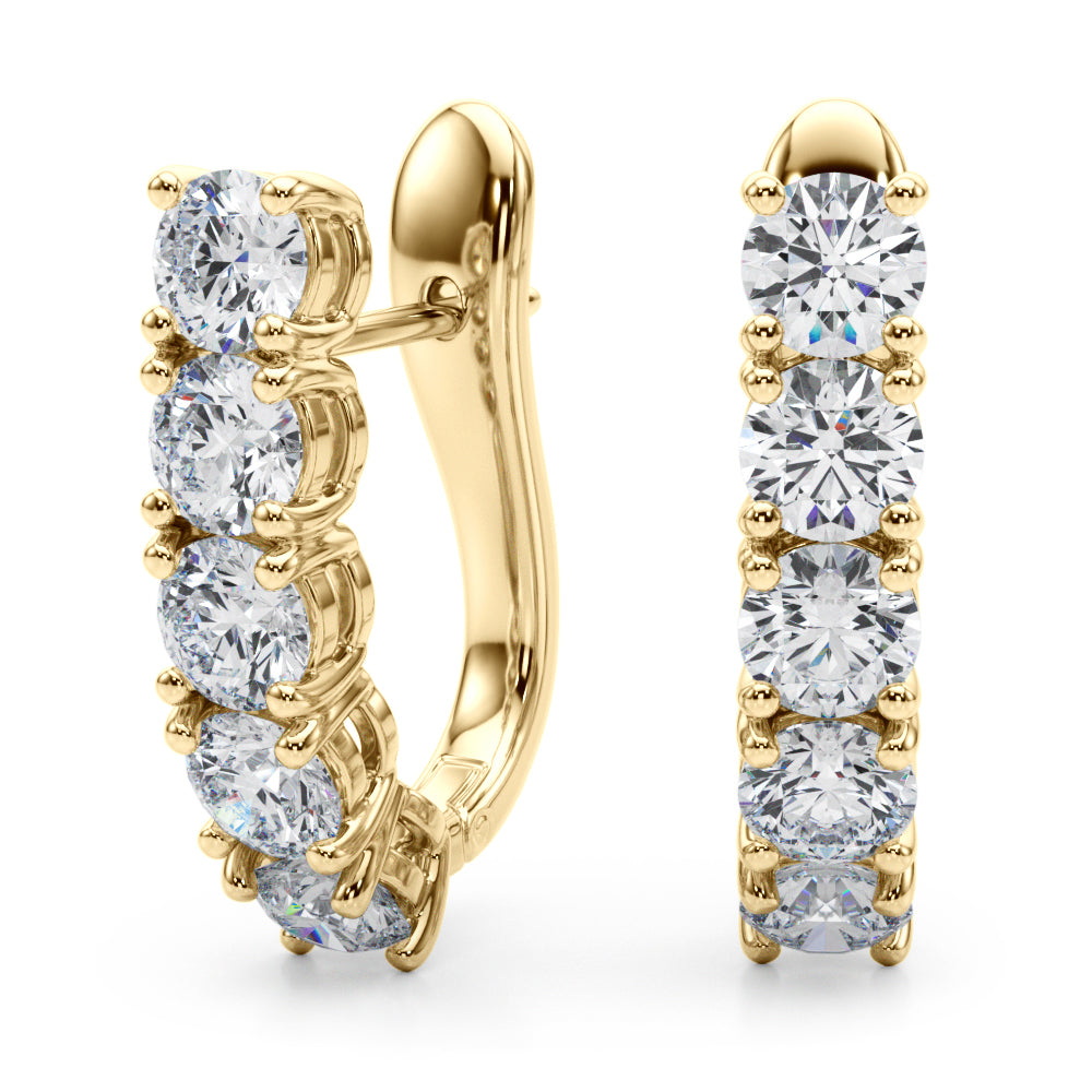 14K Yellow Gold Lab Diamond J-Hoop Earrings