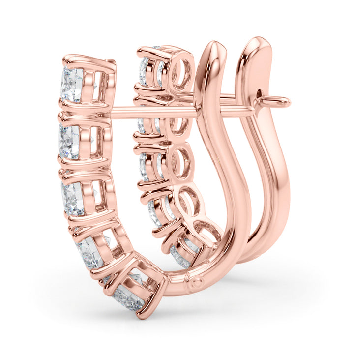 14K Rose Gold Diamond J-Hoop Earrings