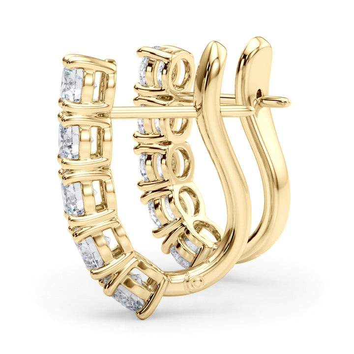 18K Yellow Gold Diamond J-Hoop Earrings