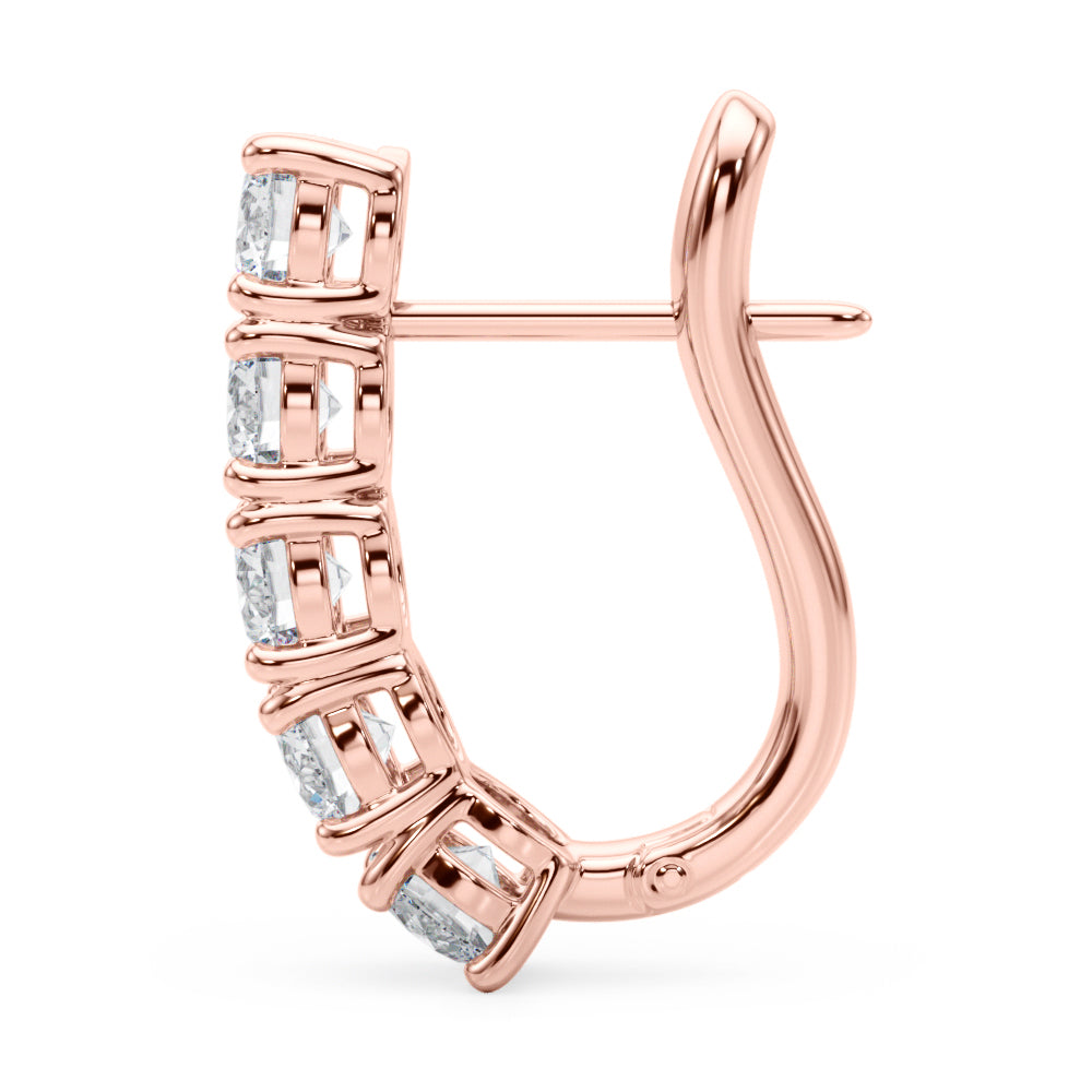 14K Rose Gold Diamond J-Hoop Earrings