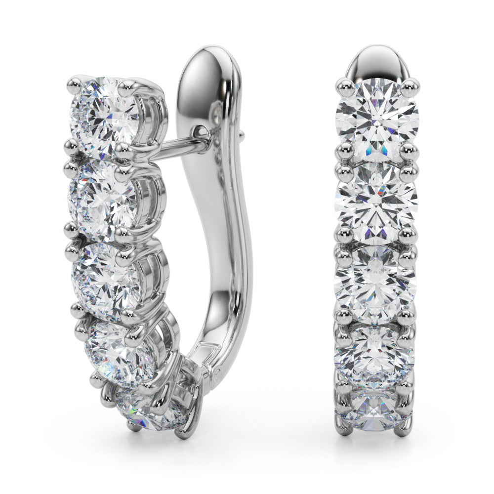 14K Gold Lab Diamond J-Hoop Earrings with Omega Backs