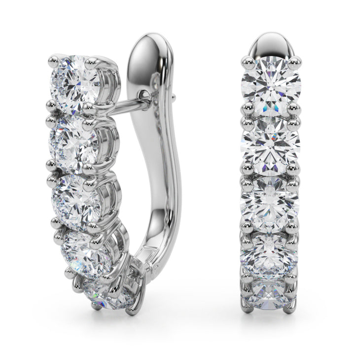 14K White Gold Lab Diamond J-Hoop Earrings