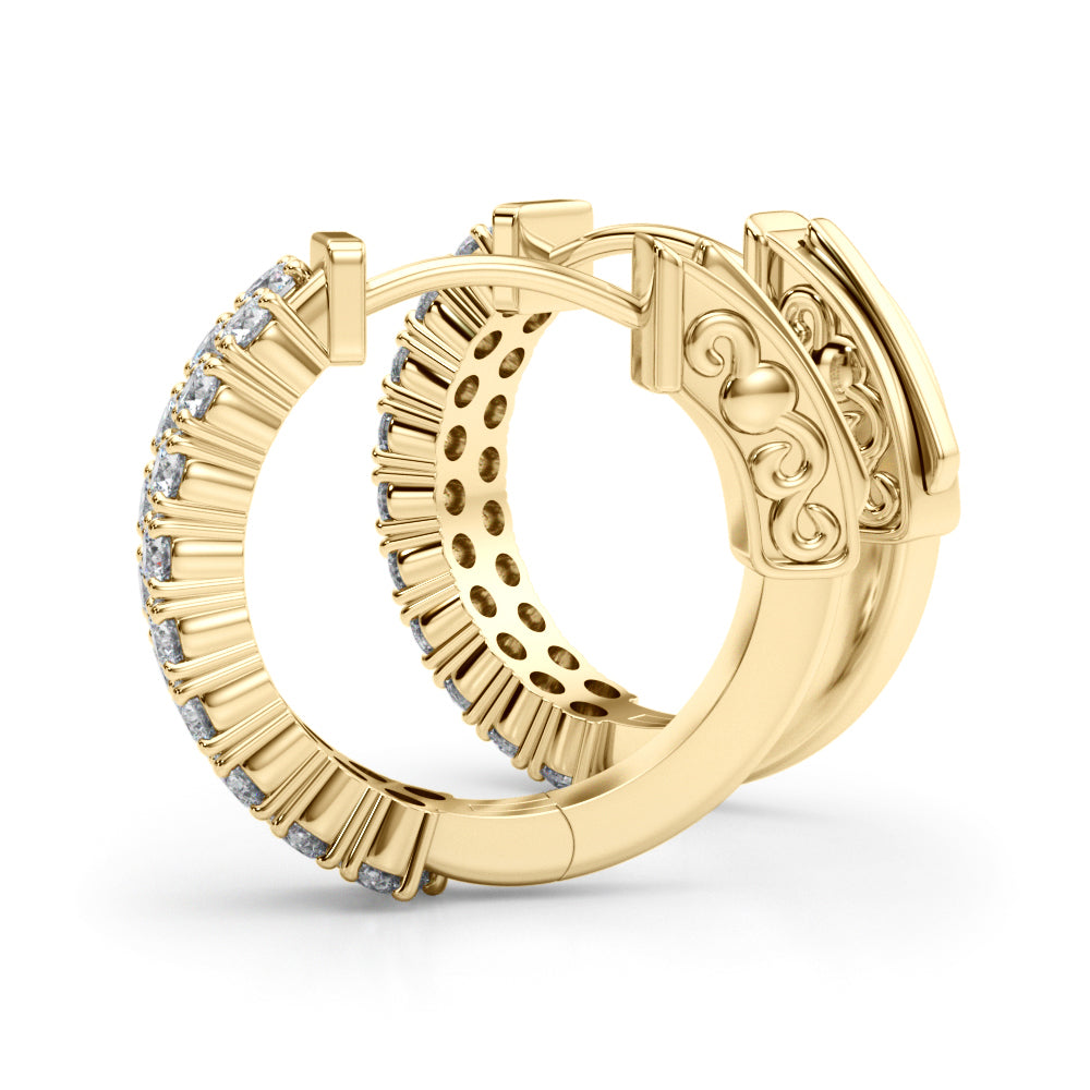 18K Yellow Gold Diamond Vault Lock Hoops