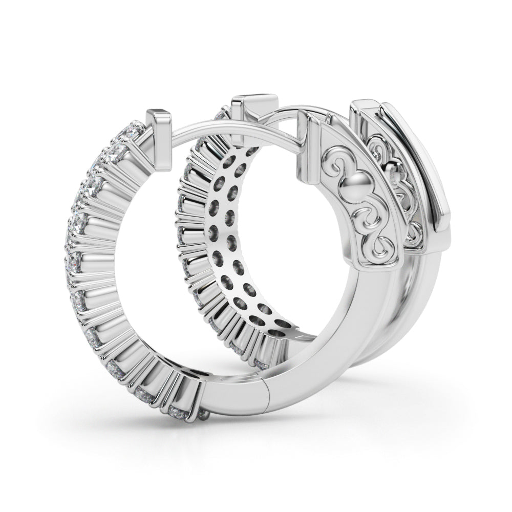 White Gold Lab Diamond Double Row Hoop Earrings