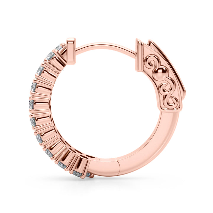 Rose Gold Lab Diamond Double Row Hoop Earrings