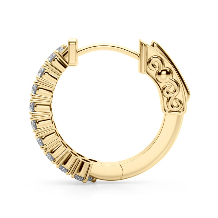 18K Yellow Gold Diamond Vault Lock Hoops