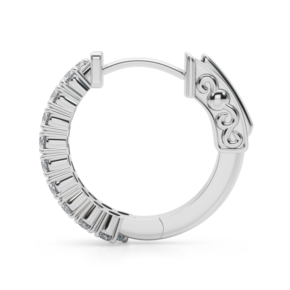White Gold Lab Diamond Double Row Hoop Earrings