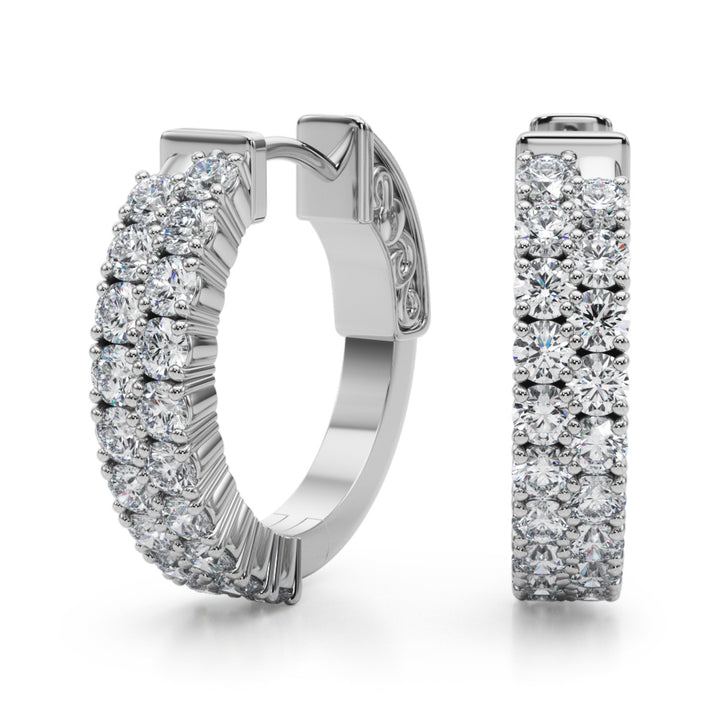 18K White Gold Diamond Hoop Earrings