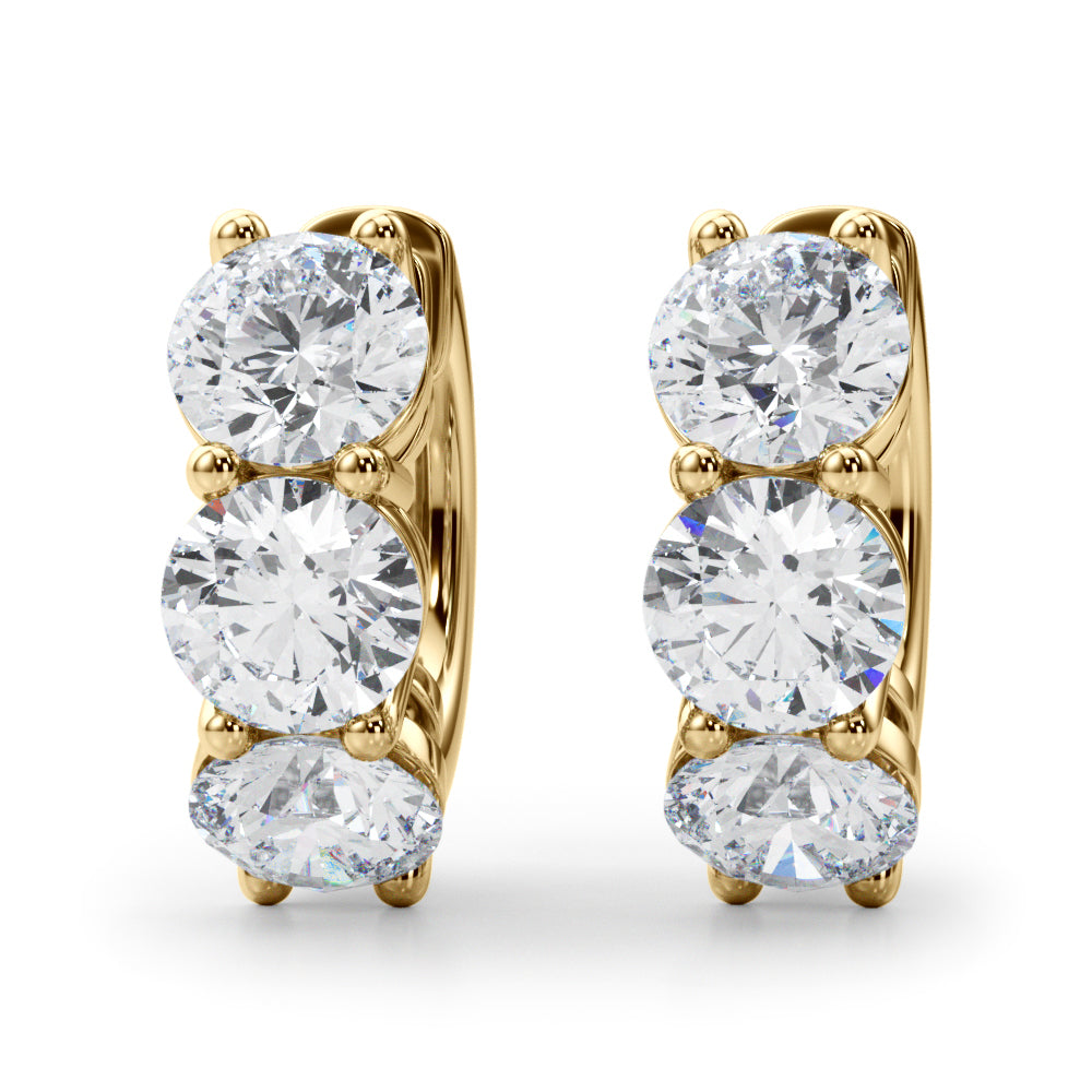 18K Yellow Gold Diamond Huggie Hoop Earrings