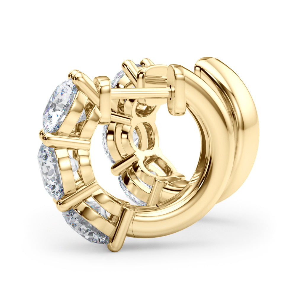 18K Yellow Gold Diamond Huggie Hoop Earrings