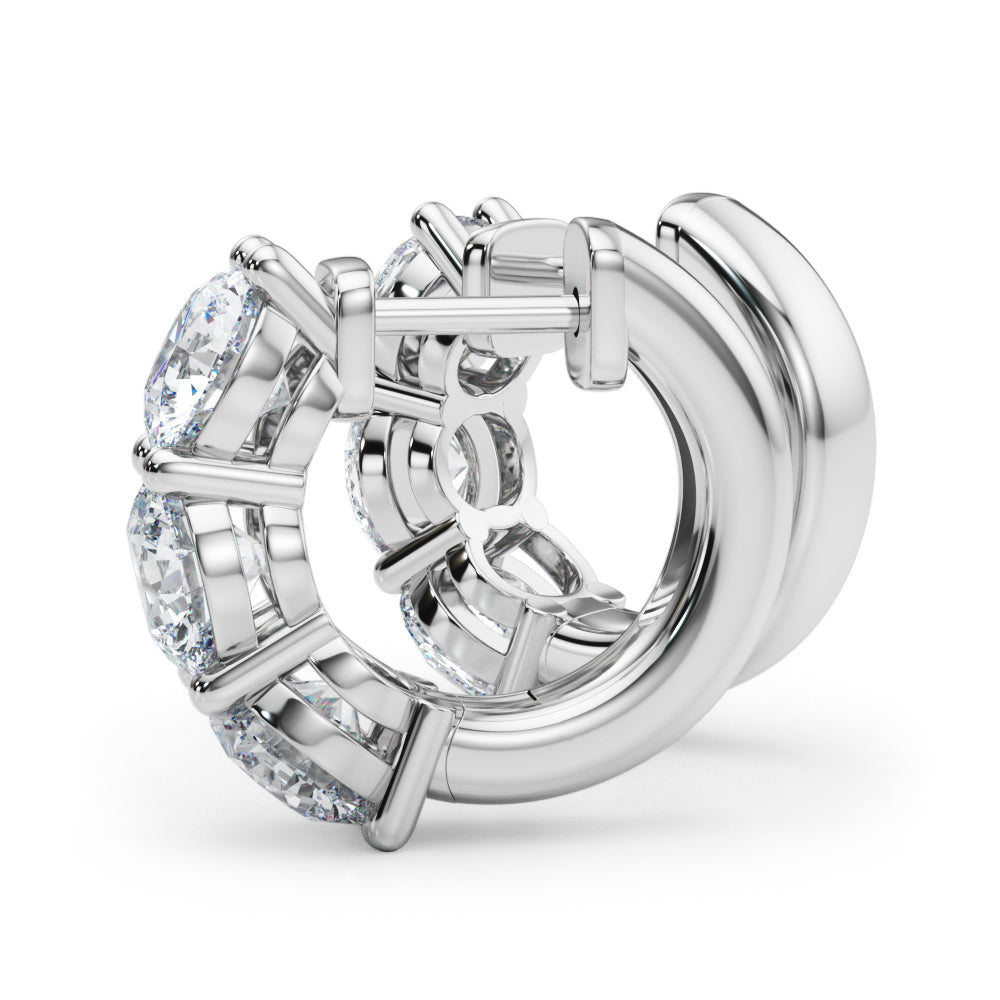 14K White Gold Lab Diamond Round Hoop Earrings