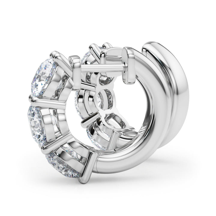 18K White Gold Lab Diamond Round Hoop Earrings
