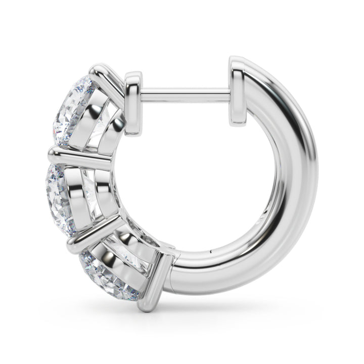 18K White Gold Lab Diamond Round Hoop Earrings