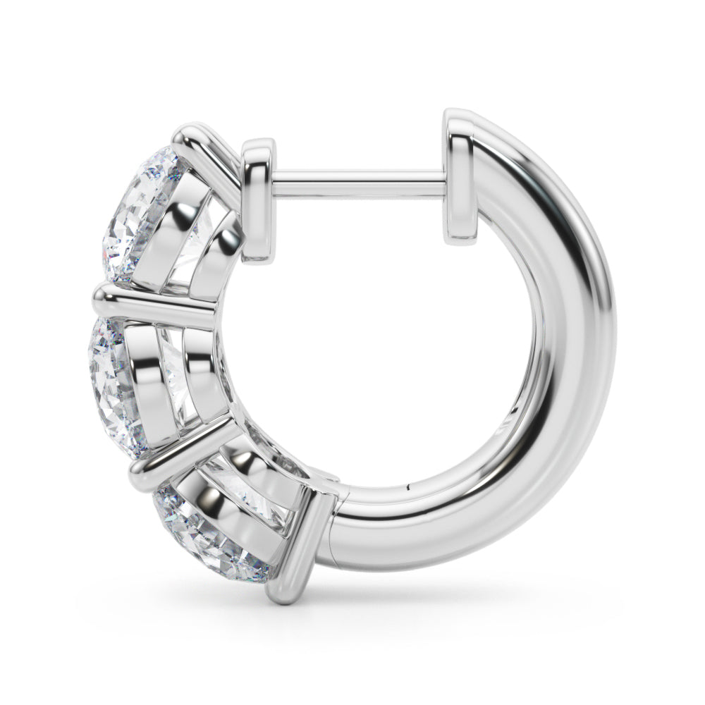 Platinum White Diamond Round Hoop Earrings