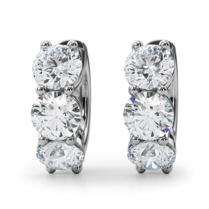 18K White Gold Lab Diamond Round Hoop Earrings