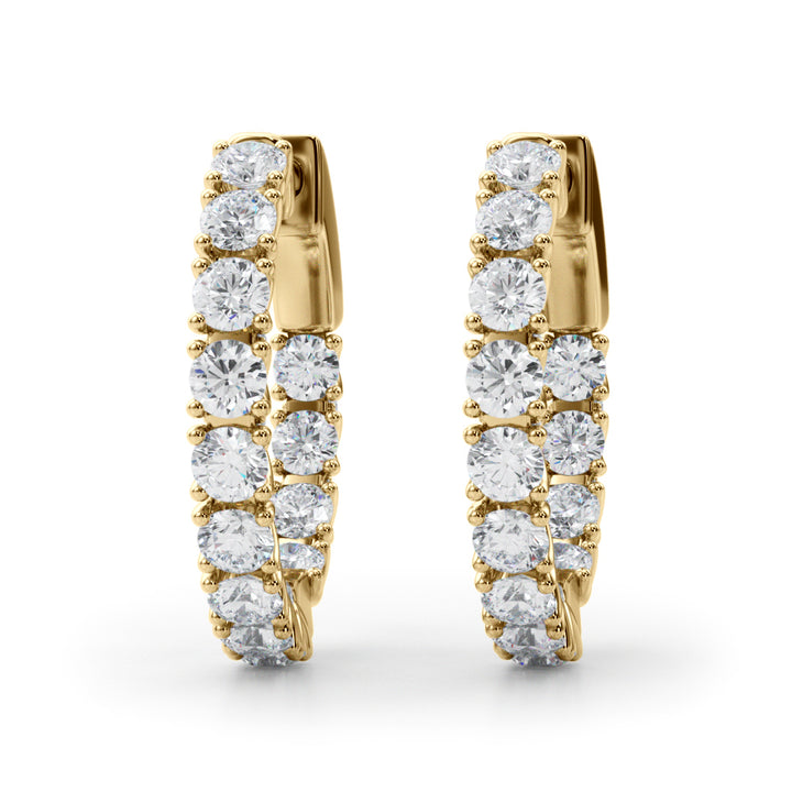18K Yellow Gold Lab Diamond Round Hoops