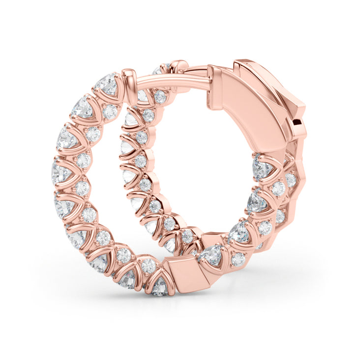 Rose Gold Lab Diamond Round Hoop Earrings