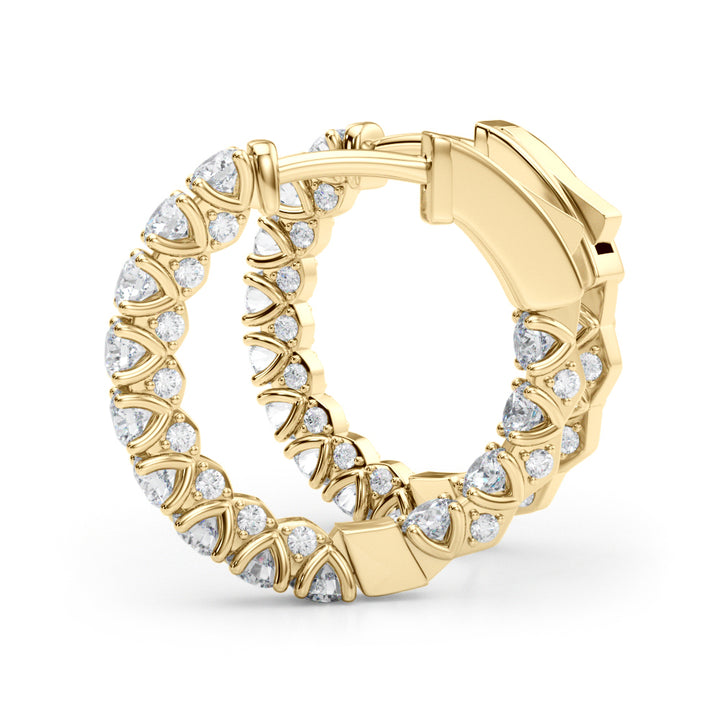 18K Yellow Gold Lab Diamond Round Hoops