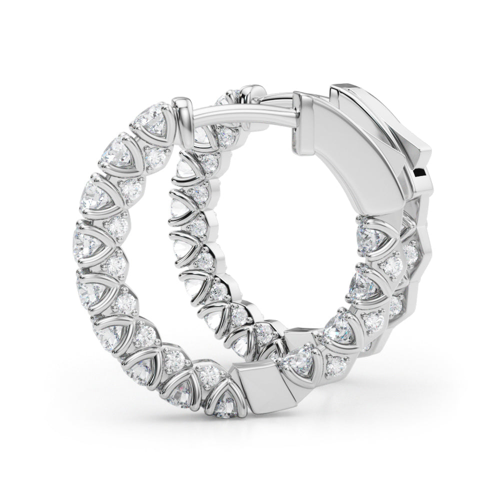 18K White Gold Lab Diamond Round Hoop Earrings