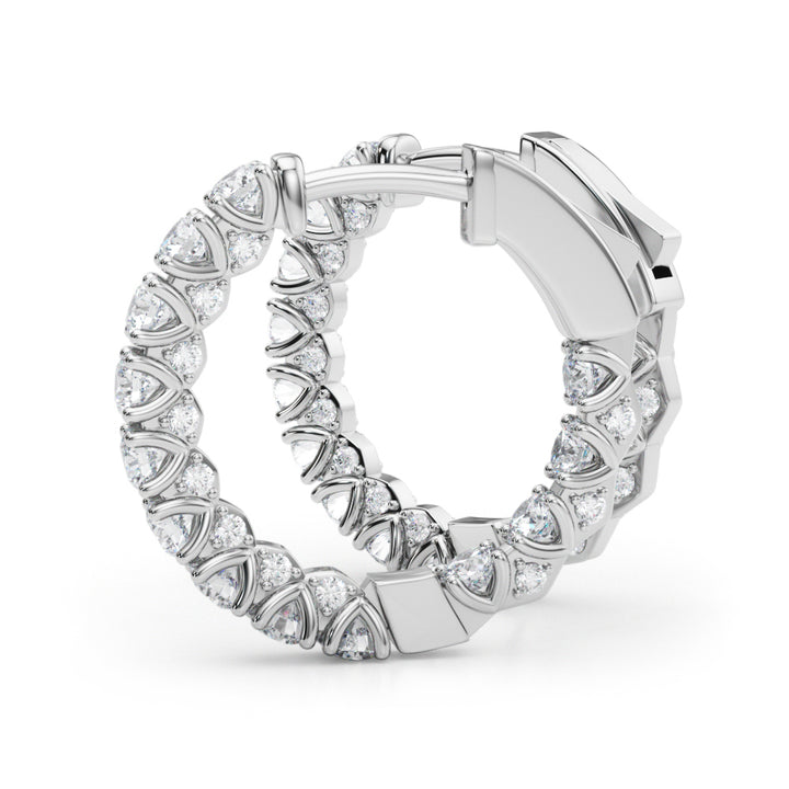 14K White Gold Lab Diamond Round Hoop Earrings