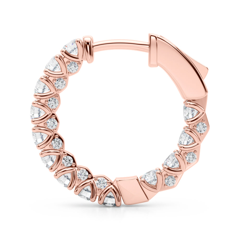 Rose Gold Lab Diamond Round Hoop Earrings