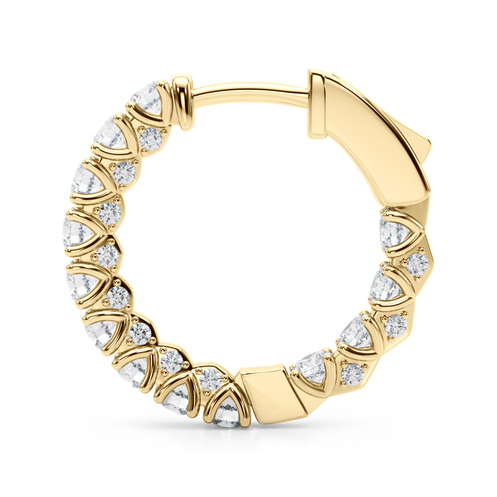 18K Yellow Gold Lab Diamond Round Hoops