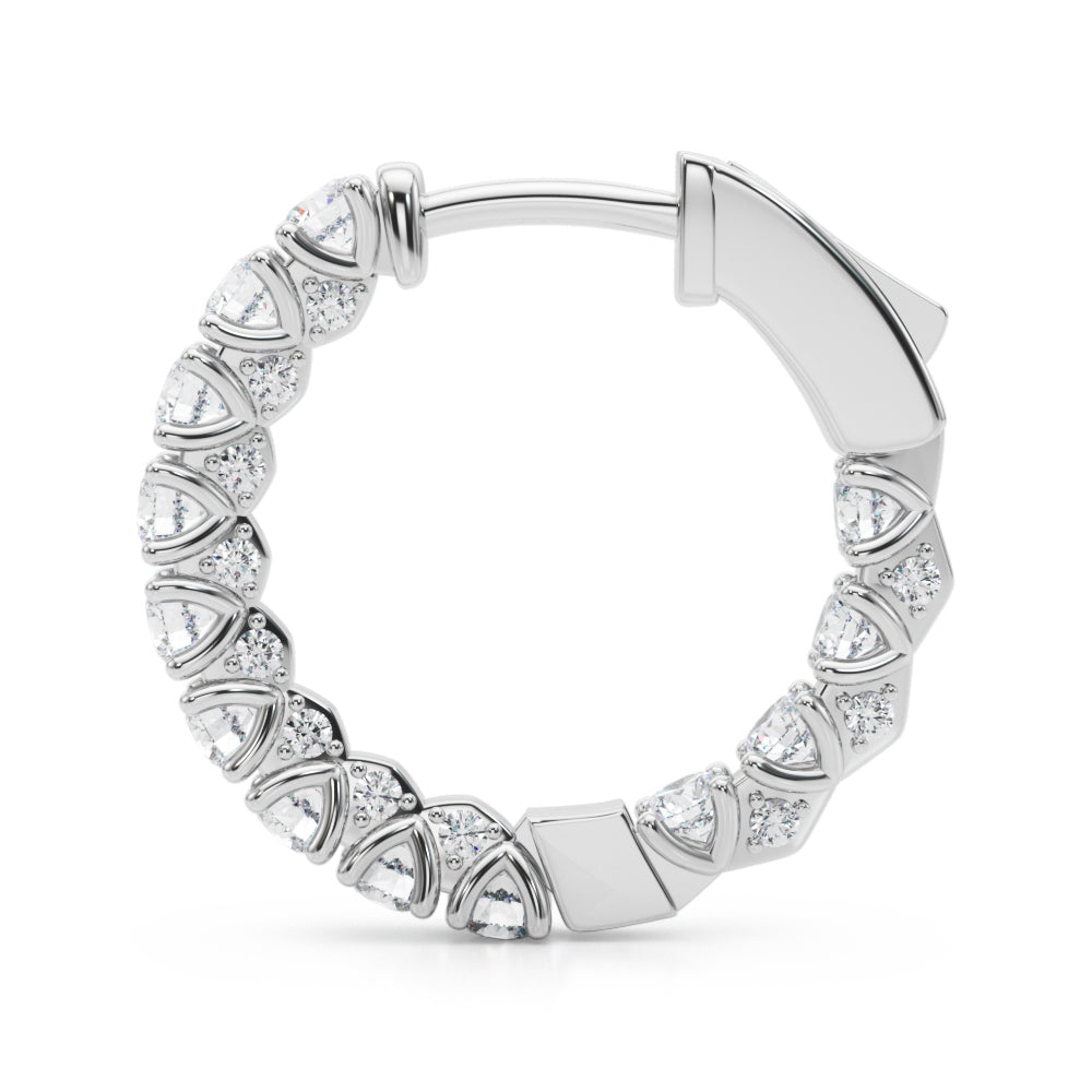 14K White Gold Lab Diamond Round Hoop Earrings