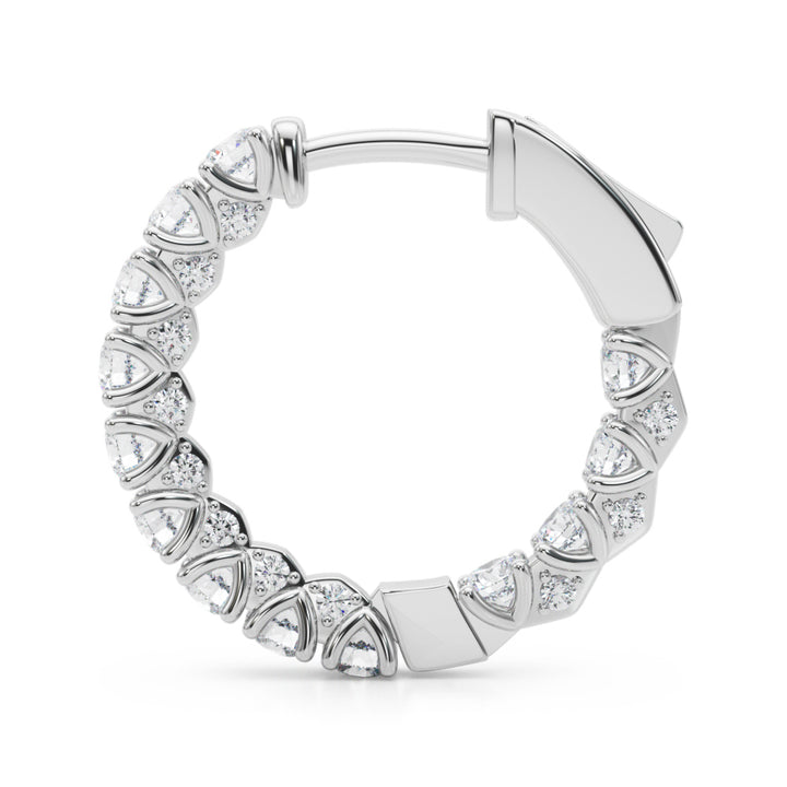18K White Gold Lab Diamond Round Hoop Earrings
