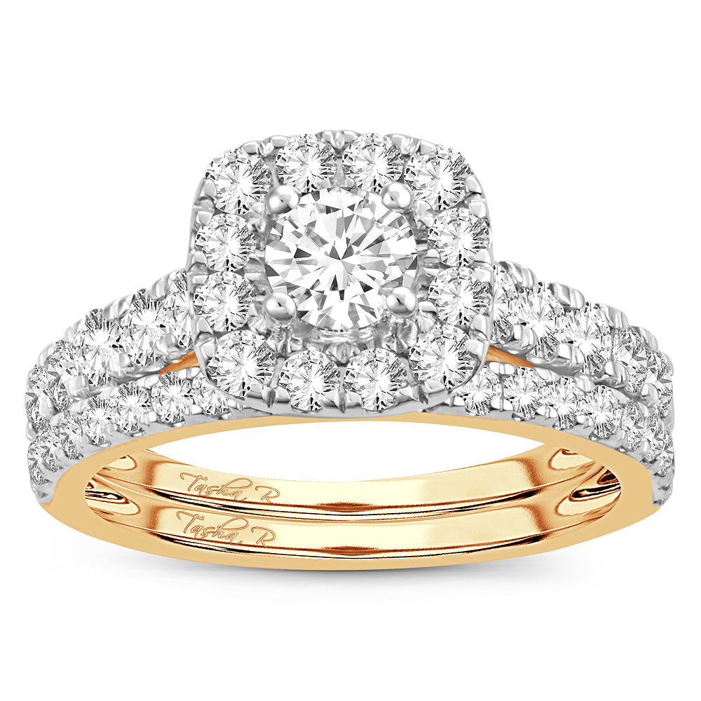 Brilliant 14k Yellow Gold 2CT Lab Diamond Bridal Ring