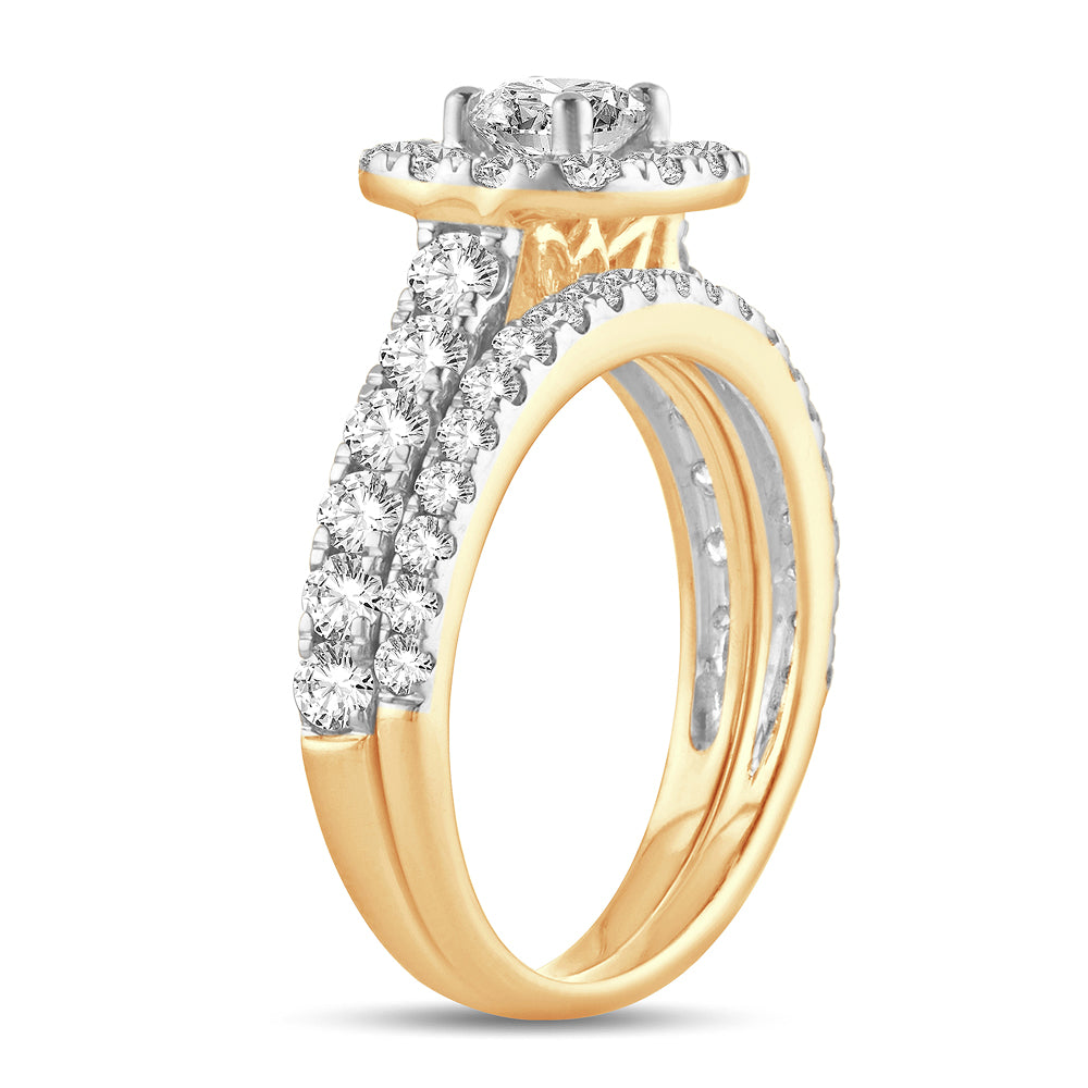 Brilliant 14k Yellow Gold 2CT Lab Diamond Bridal Ring