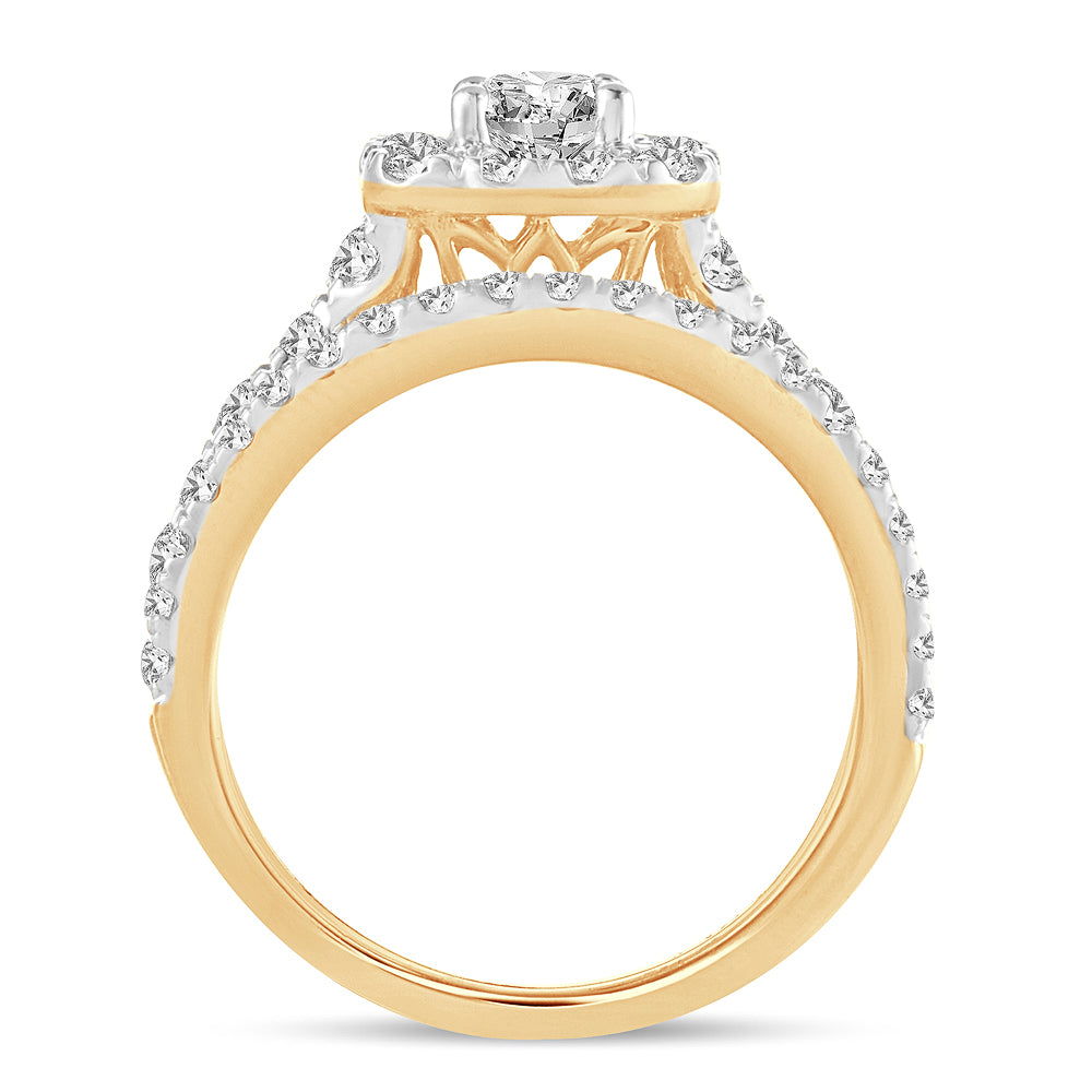 Brilliant 14k Yellow Gold 2CT Lab Diamond Bridal Ring