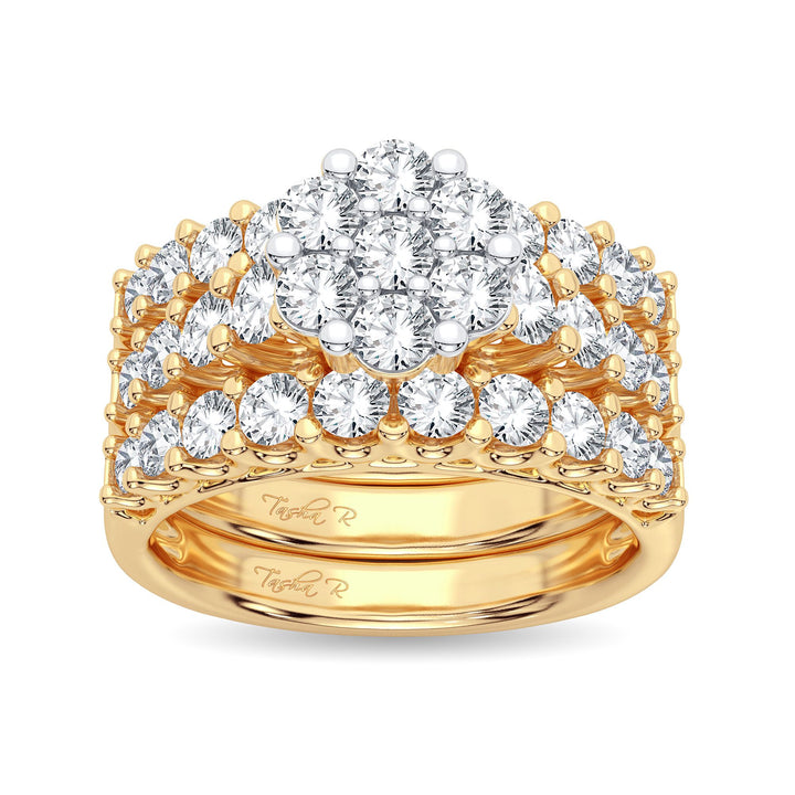 Sparkling 14K Yellow Gold 2.00CT Lab Diamond Bridal Ring