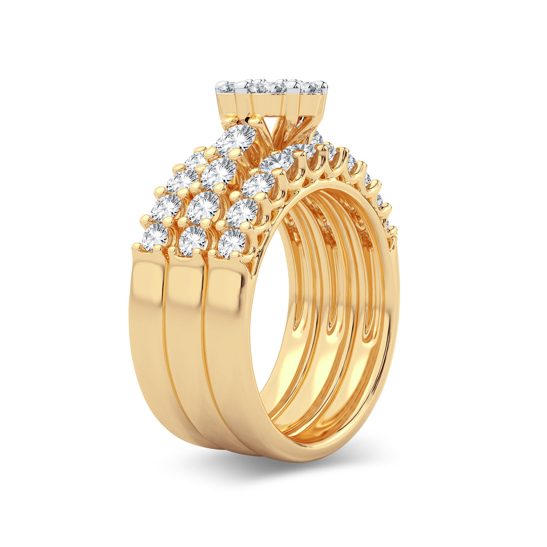 Sparkling 14K Yellow Gold 2.00CT Lab Diamond Bridal Ring