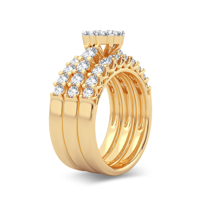 Sparkling 14K Yellow Gold 2.00CT Lab Diamond Bridal Ring