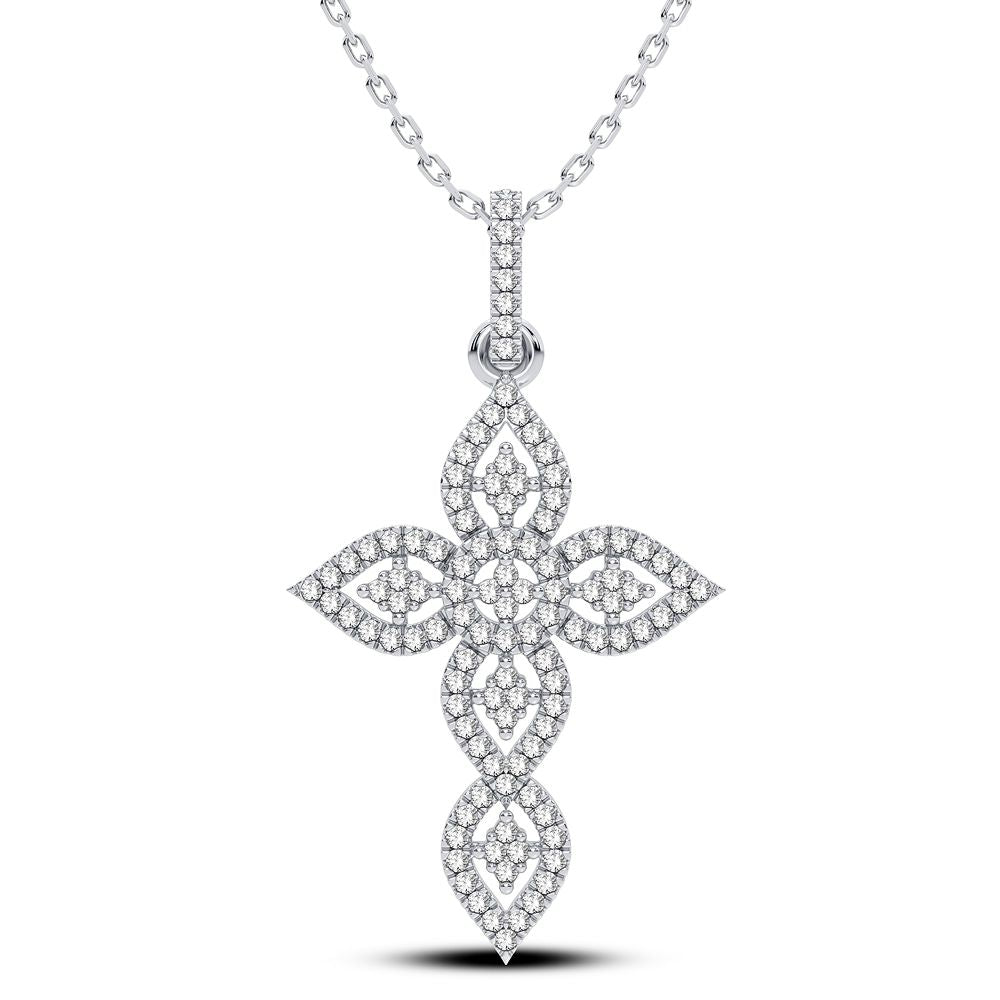 Luminous 14K White Gold Lab Diamond Womens Pendant Charm