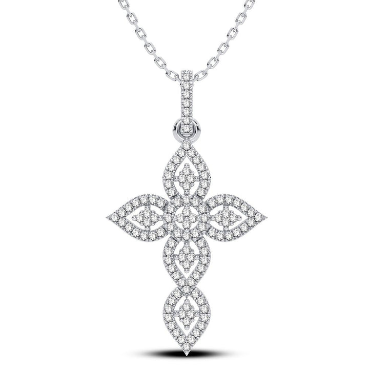 Luminous 14K White Gold Lab Diamond Womens Pendant Charm
