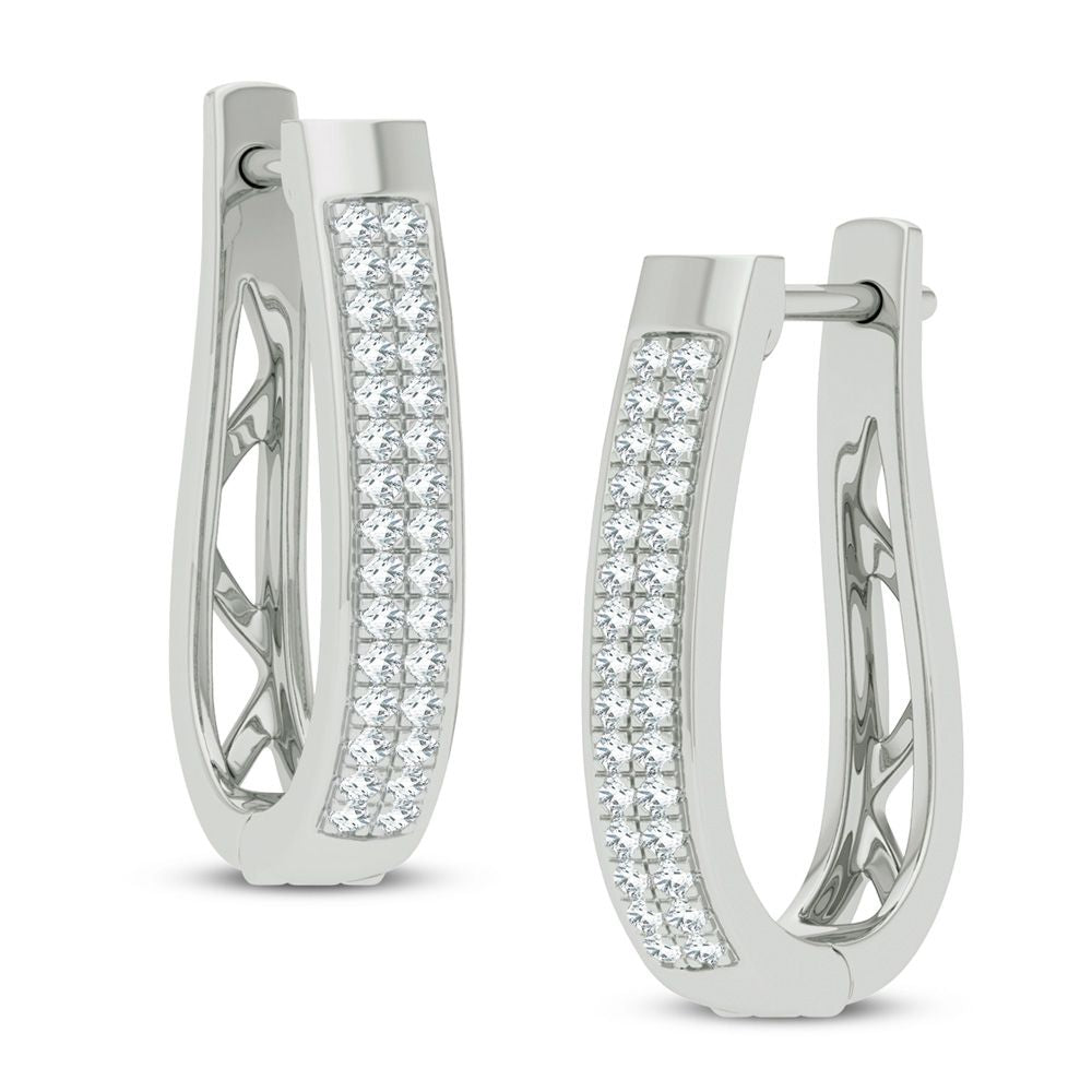 14k White Gold Lab Diamond Hoop Earrings - Chic Sparkle