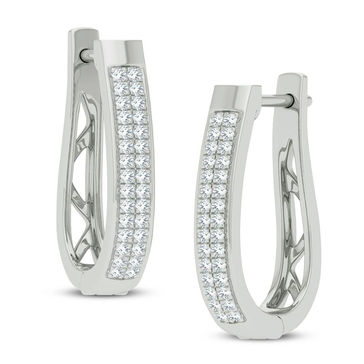 14k White Gold Lab Diamond Hoop Earrings - Chic Sparkle
