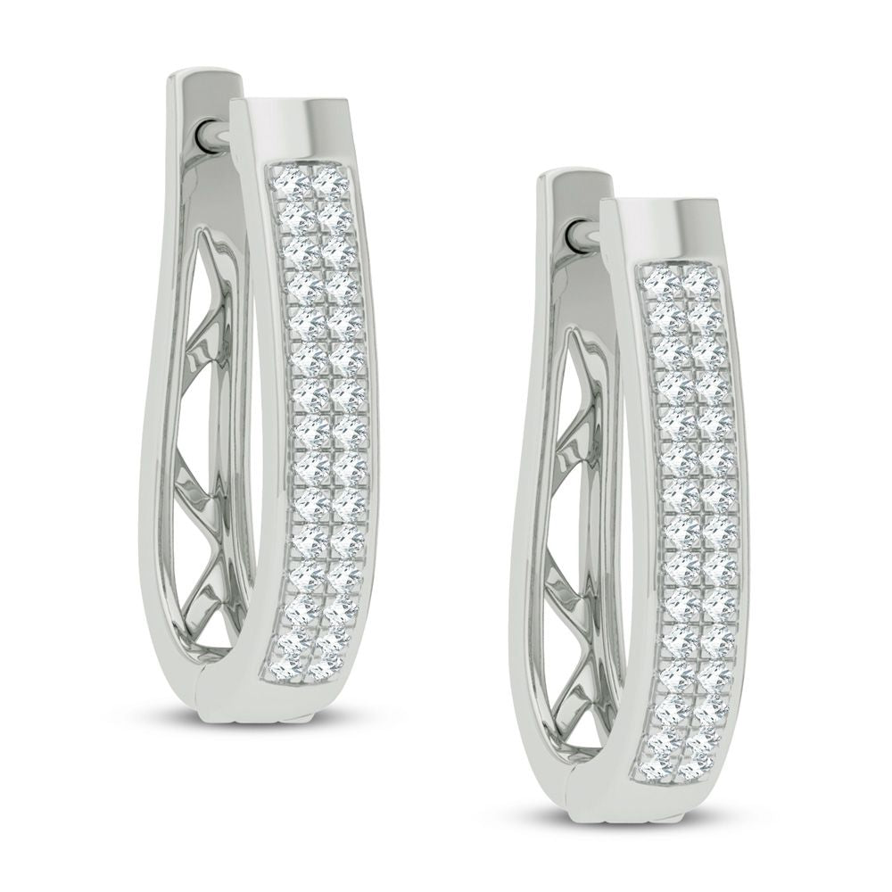 14k White Gold Lab Diamond Hoop Earrings - Chic Sparkle