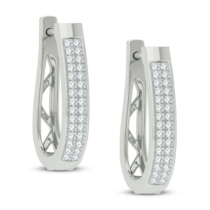 14k White Gold Lab Diamond Hoop Earrings - Chic Sparkle