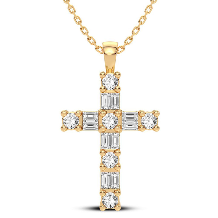 14K Yellow Gold Lab Diamond Religious Pendant Charm