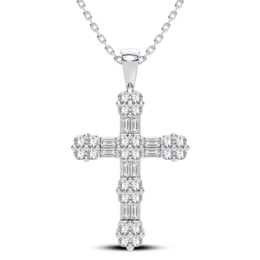 14k White Gold Lab Diamond Womens Pendant Charm