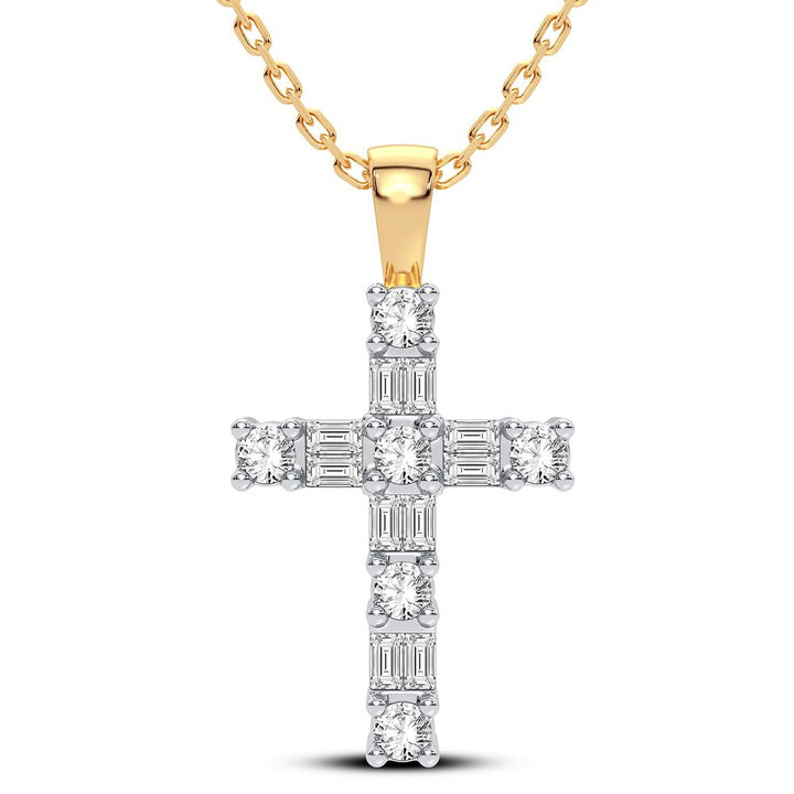 14K Yellow Gold Lab Diamond Religious Pendant for Women