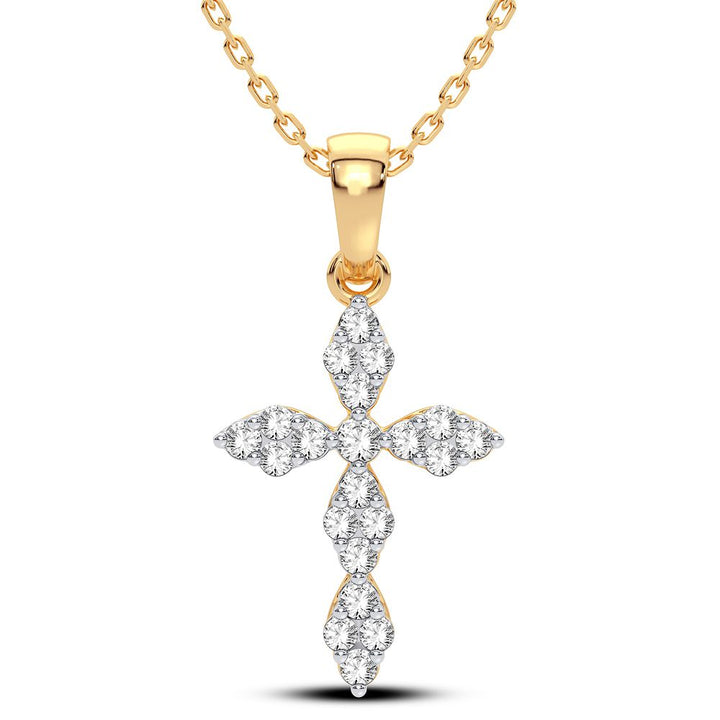 14K Yellow Gold Lab Diamond Religious Pendant Charm