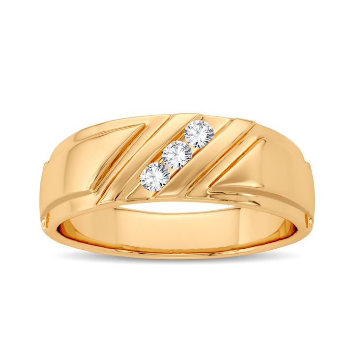 14K Yellow Gold Mens Lab Diamond Wedding Band