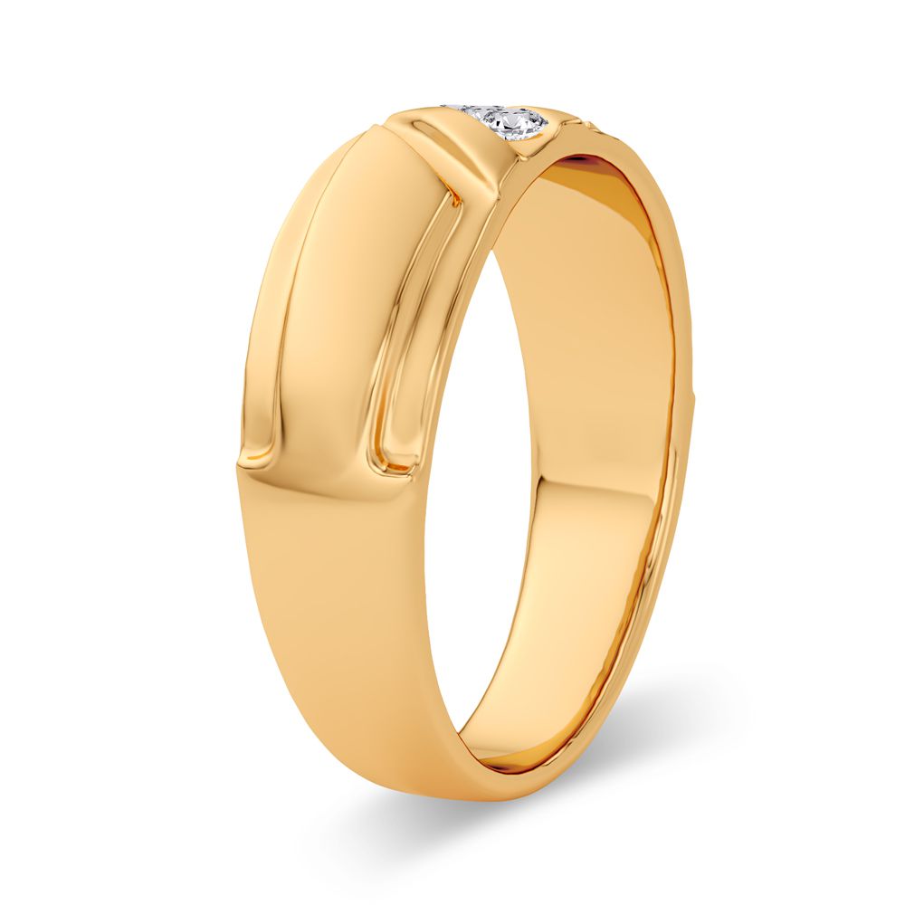 14K Yellow Gold Mens Lab Diamond Wedding Band