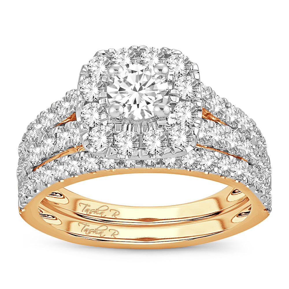 14k Yellow Gold 2CT Lab Diamond Bridal Ring Brilliance