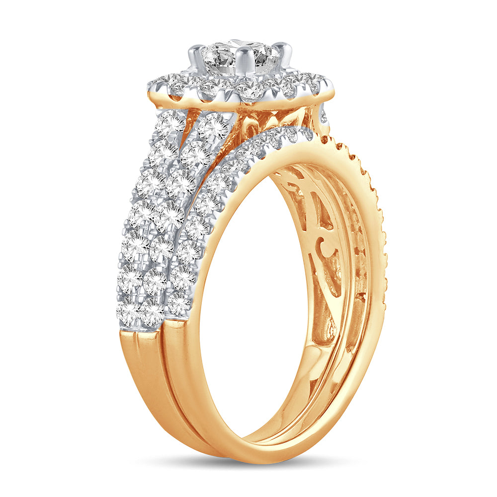 14k Yellow Gold 2CT Lab Diamond Bridal Ring Brilliance