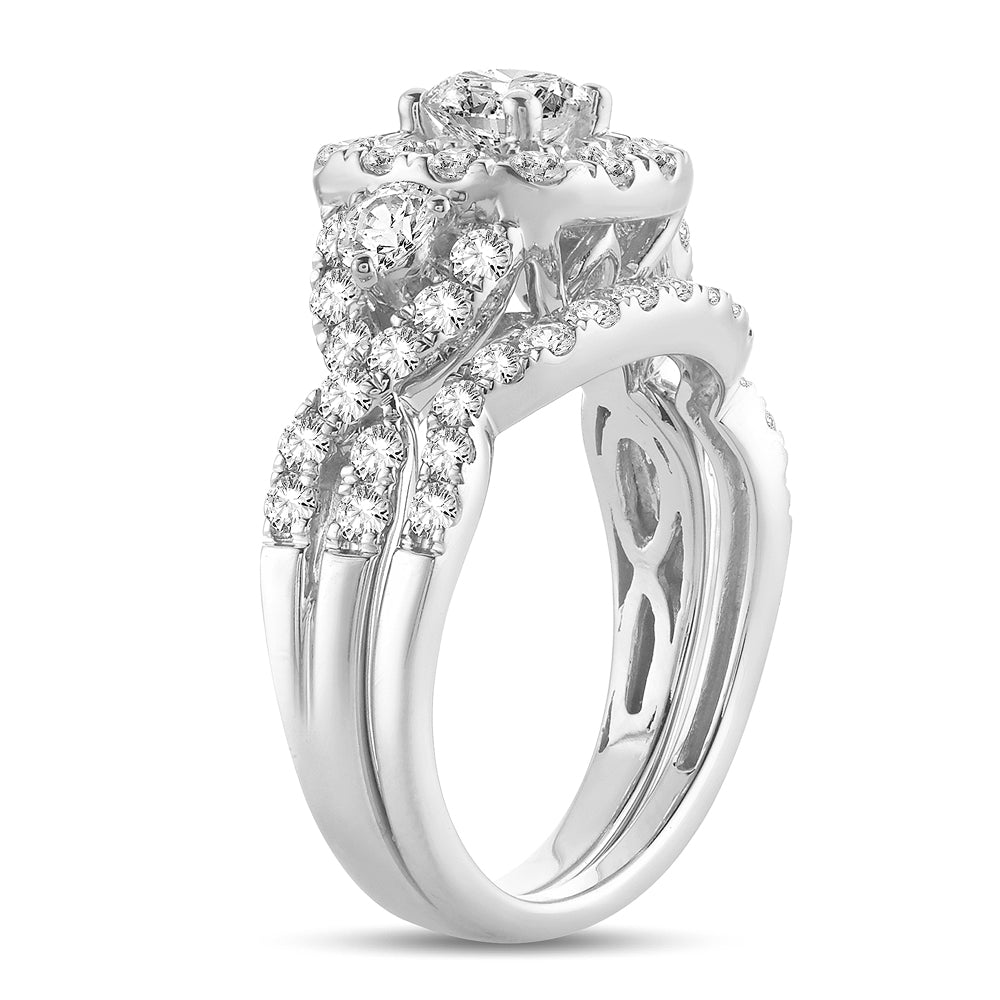 14K White Gold 2CT Lab Diamond Bridal Engagement Ring